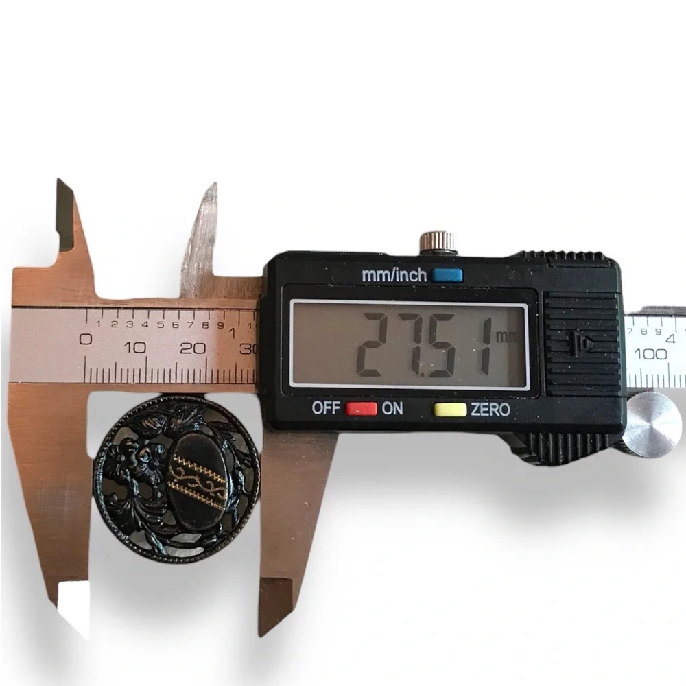 Vintage Victorian Antique Black Metal Geometric and Floral Button - Picture 5 of 5